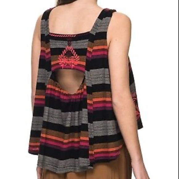 Free People 100% Cotton Vintage Stripe Swing Tank - Picture 2 of 6